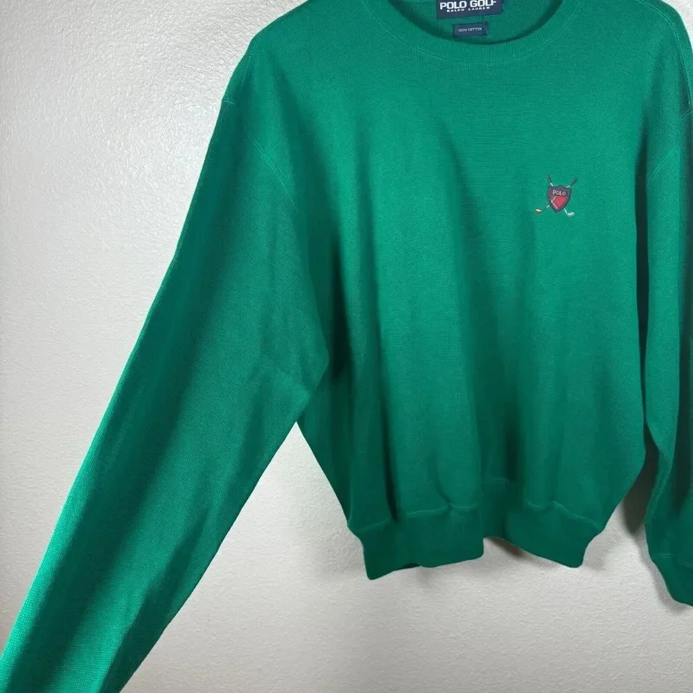 Polo Ralph Lauren Golf Green Crewneck Pullover Sweater Embroidered Size M